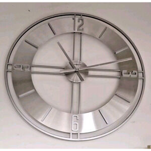 Howard Miller Stapleton Wall Clock, Brushed Nickel P/N 625-520. Runs Great!